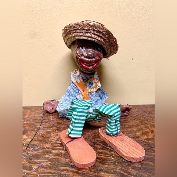 Antique Straw Hat Bandana Wearing Jigger Dancing Puppet Marionette Doll - Picture 13 of 16